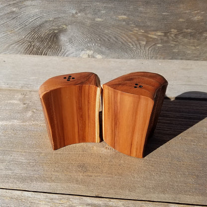 Rustic Wood Salt and Pepper Shakers Set Handmade #326 California Redwood Souvenir Housewarming Gift