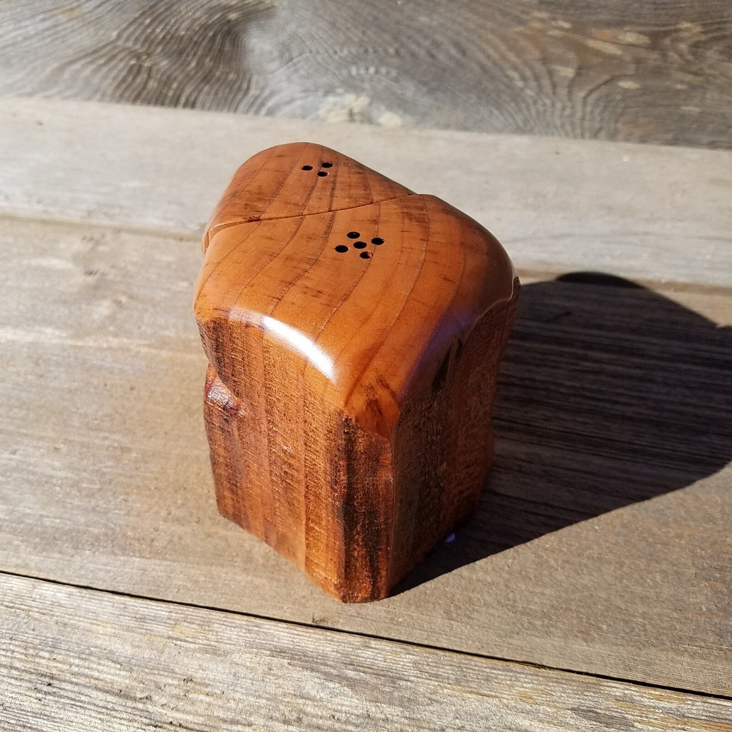 Redwood Salt and Pepper Shakers Set Souvenir California Handmade Rustic Unique Shape Handcrafted Wood Shakers Set #334