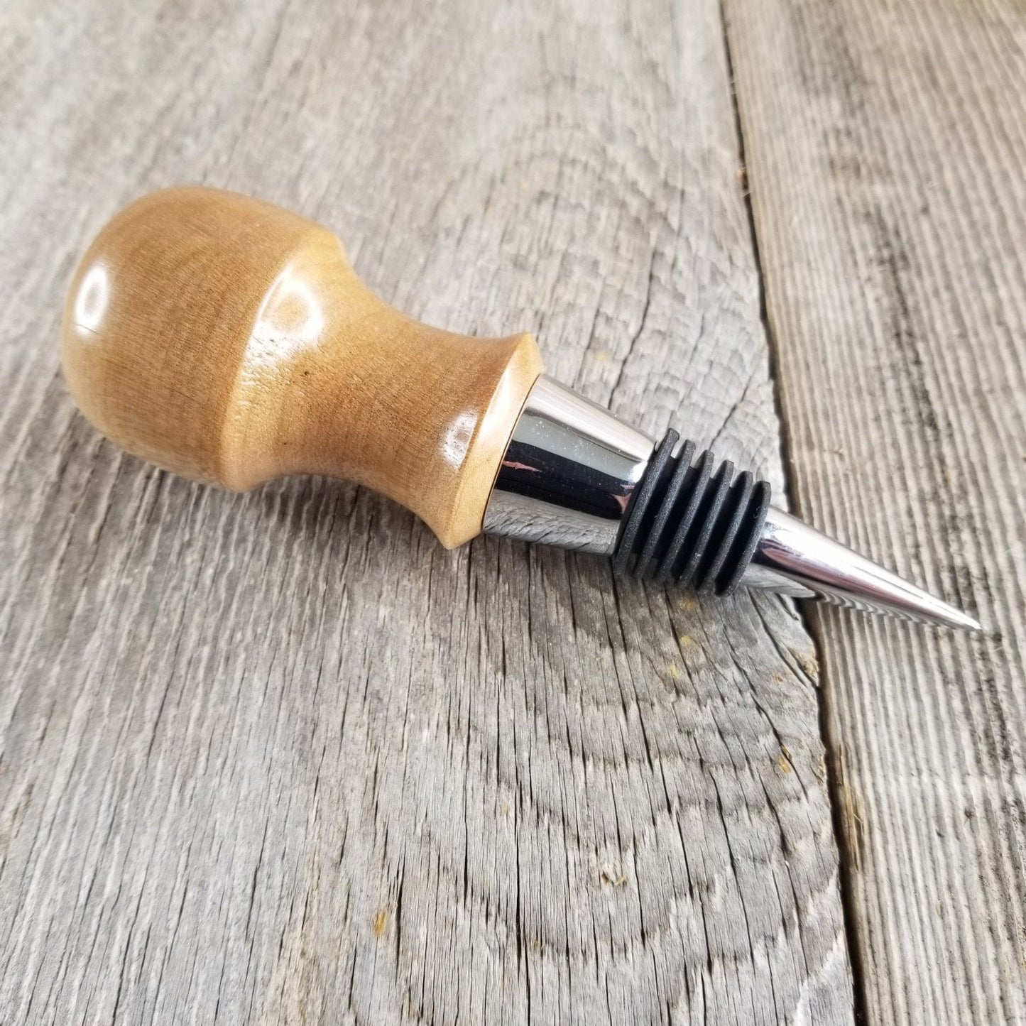 Wood Wine Stopper Maple Hand Turned Handmade Smooth Top Bottle Cork #302