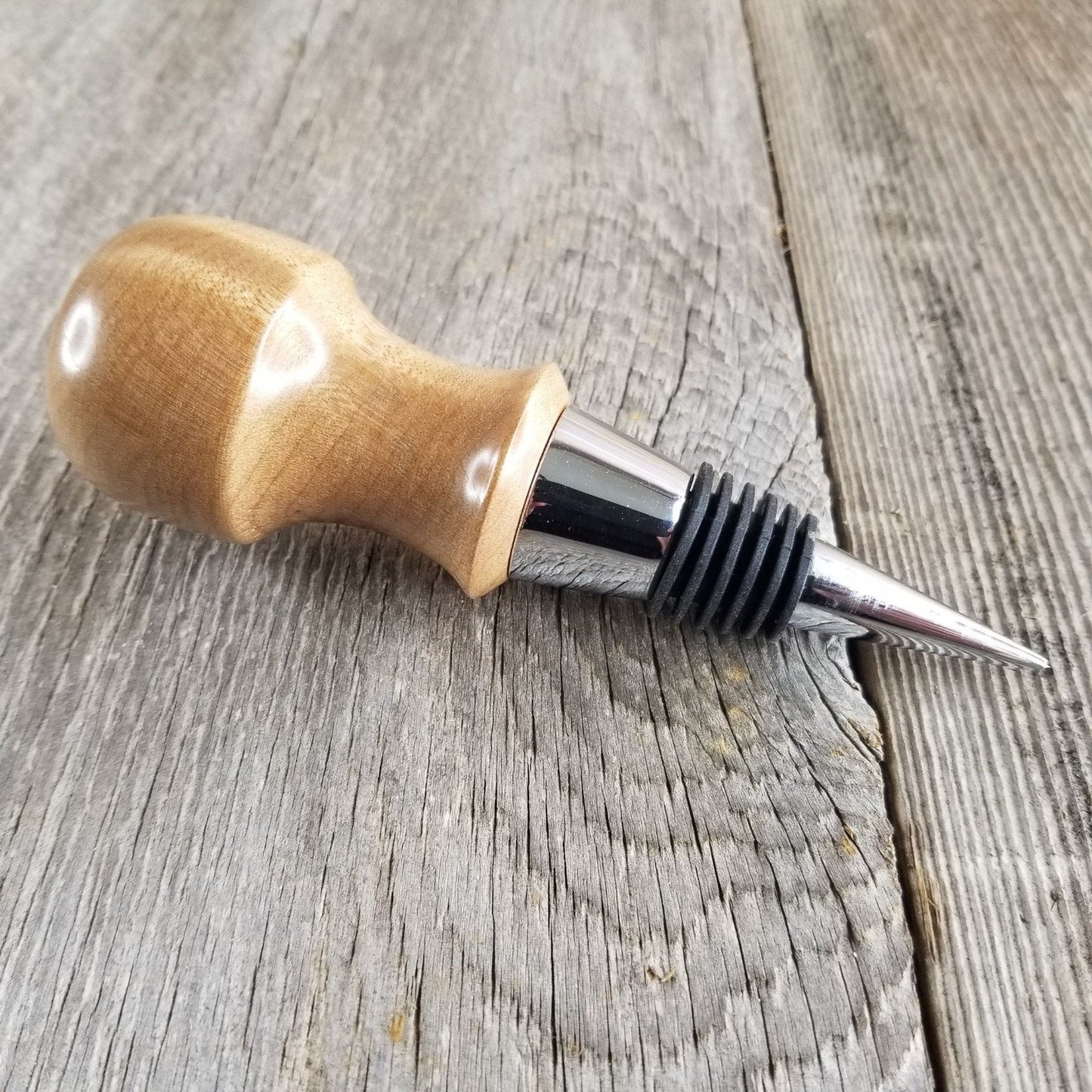 Wood Wine Stopper Maple Hand Turned Handmade Smooth Top Bottle Cork #302