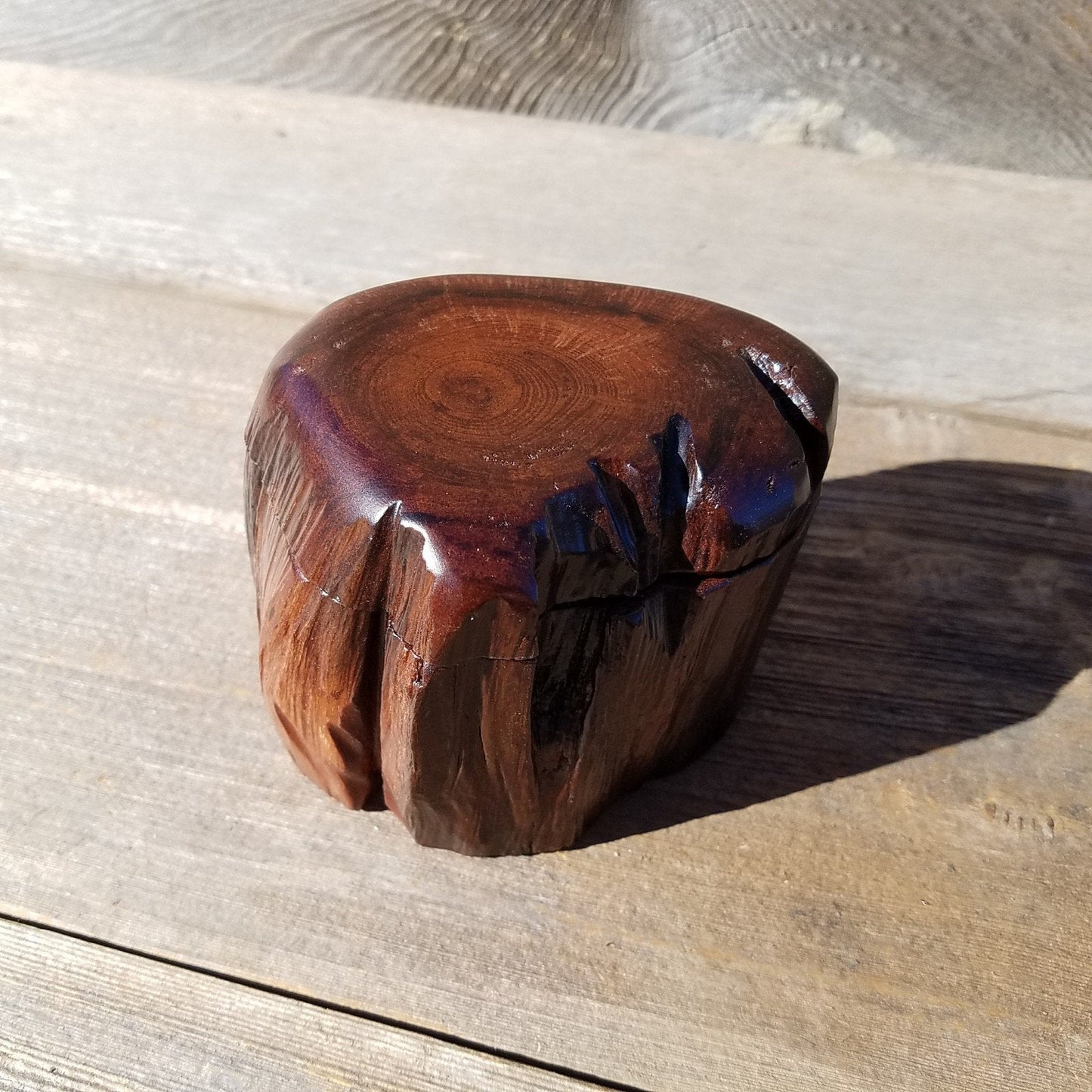 Wood Ring Box Redwood Rustic Handmade California Storage Live Edge Mini #338 Birthday Gift Christmas Gift Mother's Day Gift