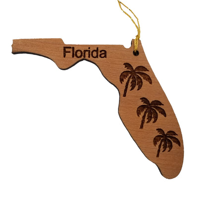 Florida State - Christmas Ornament - Palm Trees Florida State Wood Christmas Ornament Laser Cut Handmade Made in USA