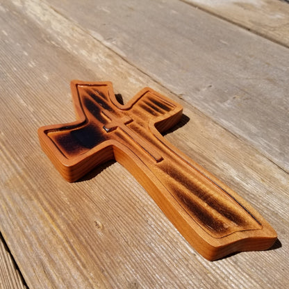 Wood Wall Cross - Rustic Torched Wooden Cross - Wall Cross - Cross Within a Cross - 8" Cross Decor