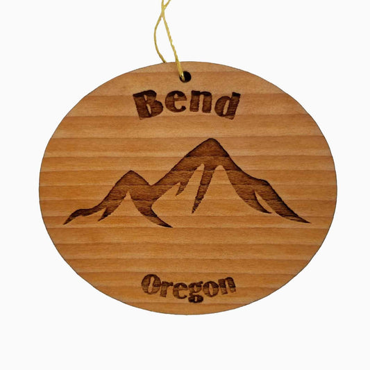 Bend Oregon Ornament Handmade Wood Ornament OR Souvenir Mountains Ski Resort Skiing Skier Cascades