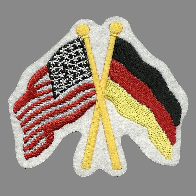 USA and Germany Flags Iron On Patch Crossed Flags - Heritage Pride Badge Emblem