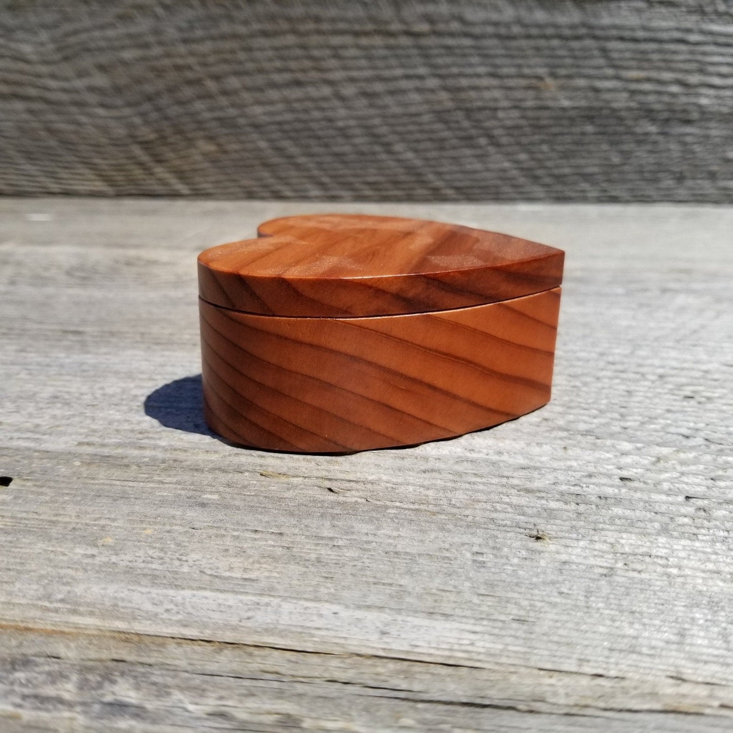 Handmade Wood Box with Redwood Heart Ring Box California Redwood #266