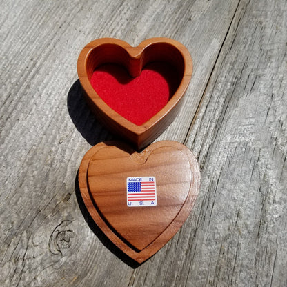 Handmade Wood Box with Redwood Heart Ring Box California Redwood #266