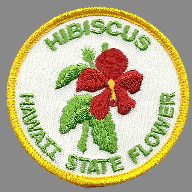 Hawaii Patch - Hi State Flower - Hibiscus - Iron On Travel Patch Souvenir Badge Emblem