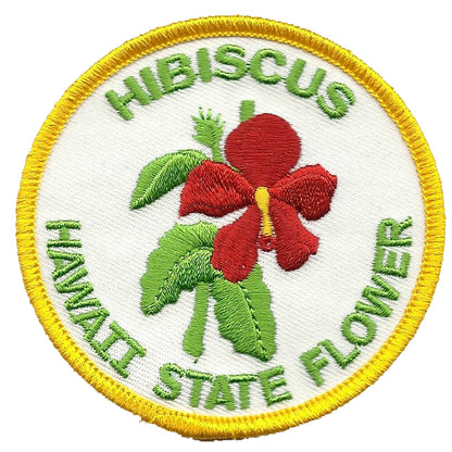 Hawaii Patch - Hi State Flower - Hibiscus - Iron On Travel Patch Souvenir Badge Emblem