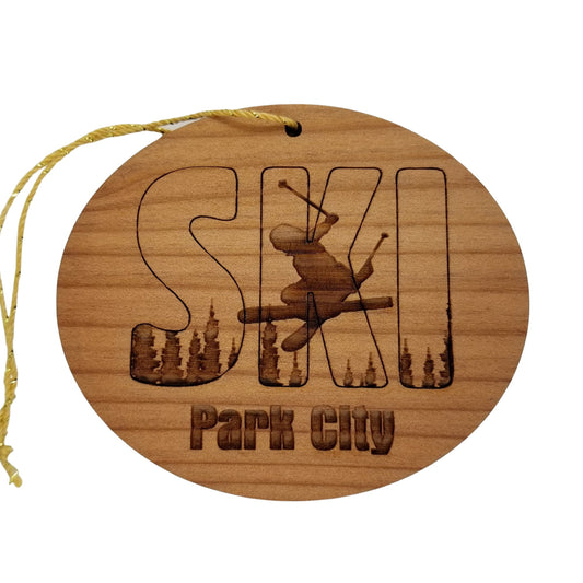 Wholesale Park City Utah Ski Ornament - Handmade Wood UT Souvenir