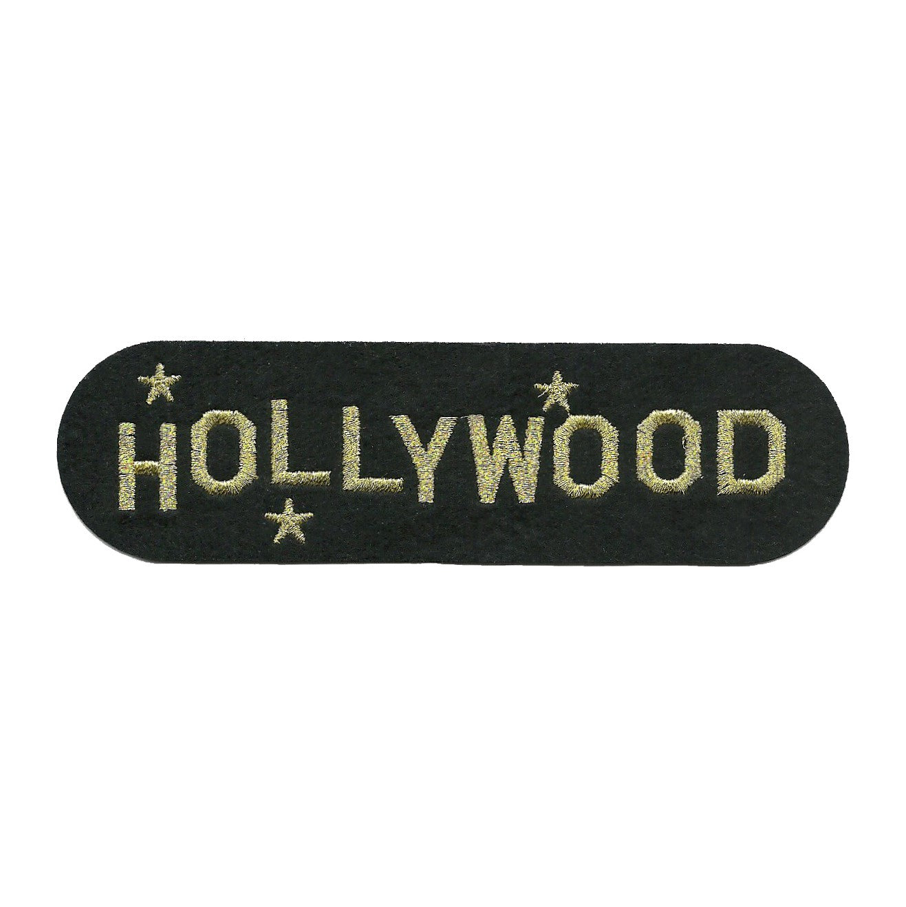 Hollywood Patch - Iron On California Souvenir - Gold Text Badge Emblem