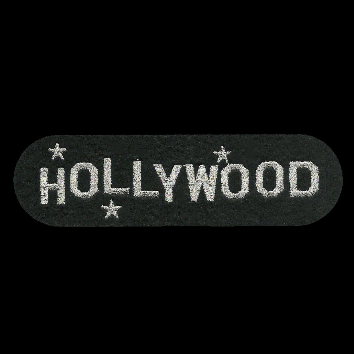 Hollywood Patch - Iron On California Souvenir - Silver Text Badge Emblem