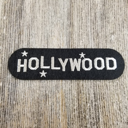 Hollywood Patch - Iron On California Souvenir - Silver Text Badge Emblem