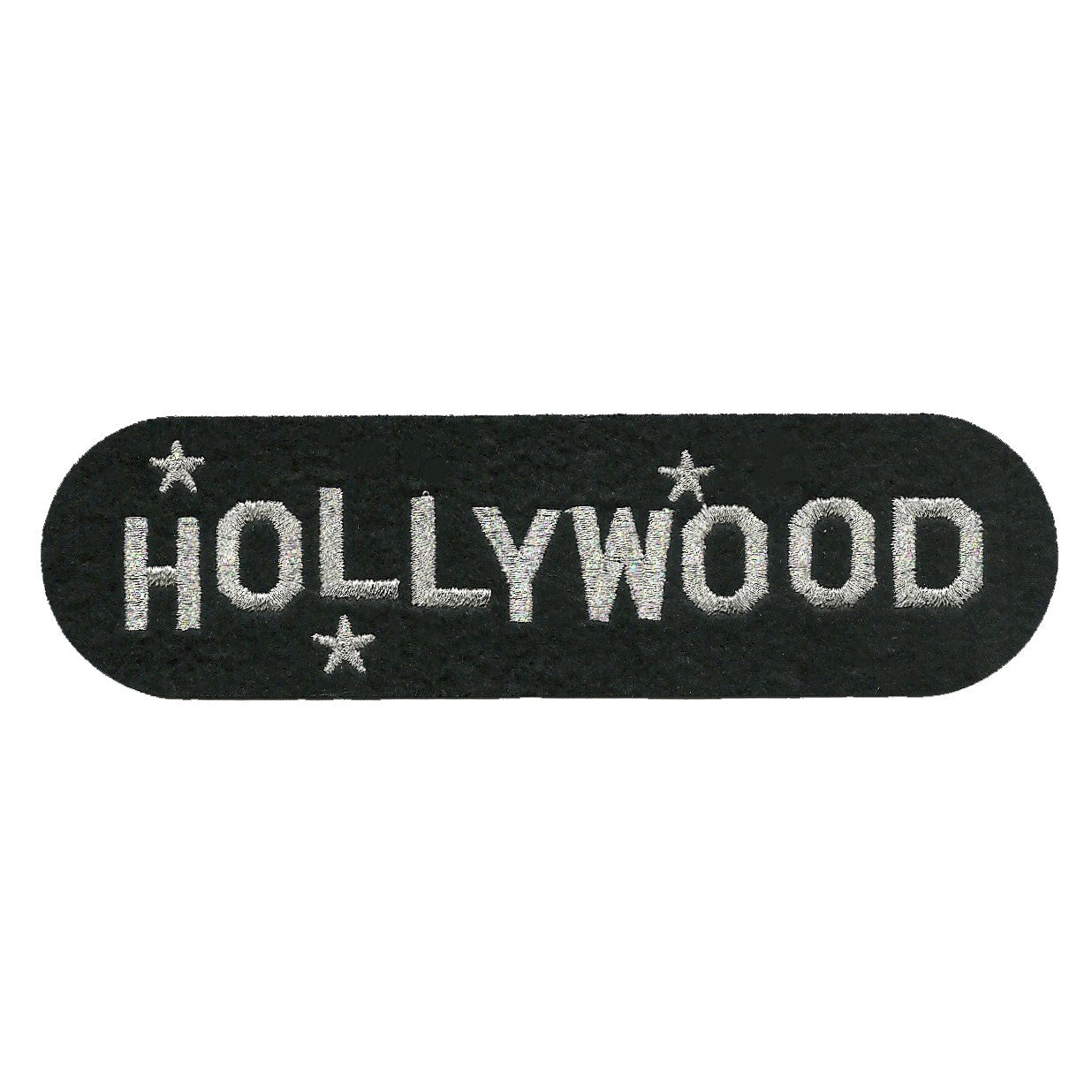 Hollywood Patch - Iron On California Souvenir - Silver Text Badge Emblem