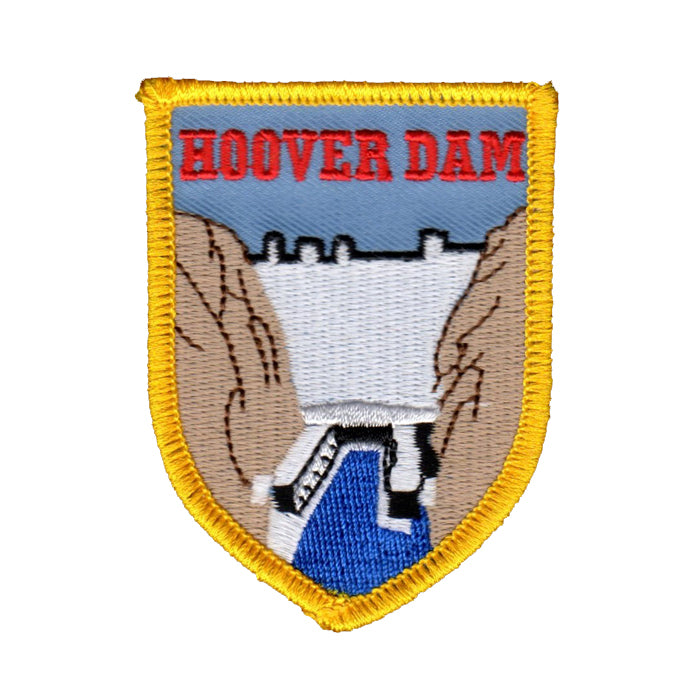 Hoover Dam Patch Iron On Souvenir - Shield Shape Badge Emblem Applique Accessory