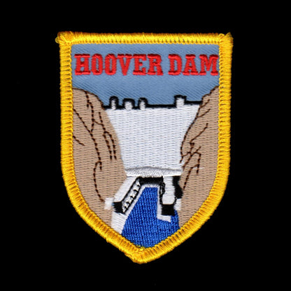 Hoover Dam Patch Iron On Souvenir - Shield Shape Badge Emblem Applique Accessory