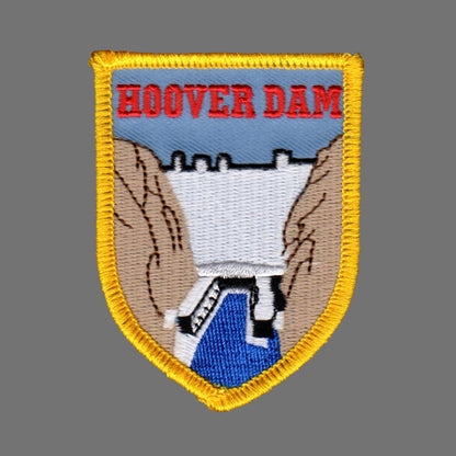 Hoover Dam Patch Iron On Souvenir - Shield Shape Badge Emblem Applique Accessory