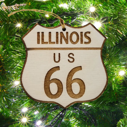 Route 66 Ornament - Illinois Road Sign - Christmas