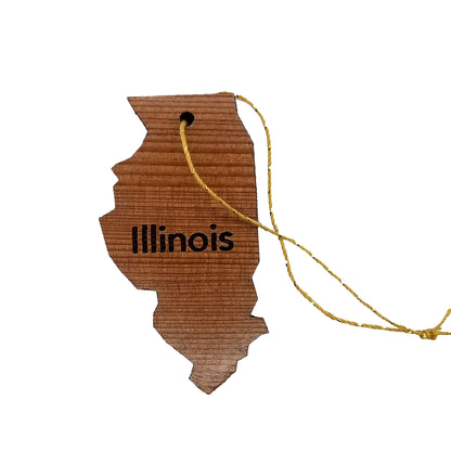 Illinois Christmas Ornament State Shape Handmade Wood Ornament Made in USA