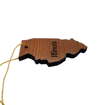 Illinois Christmas Ornament State Shape Handmade Wood Ornament Made in USA