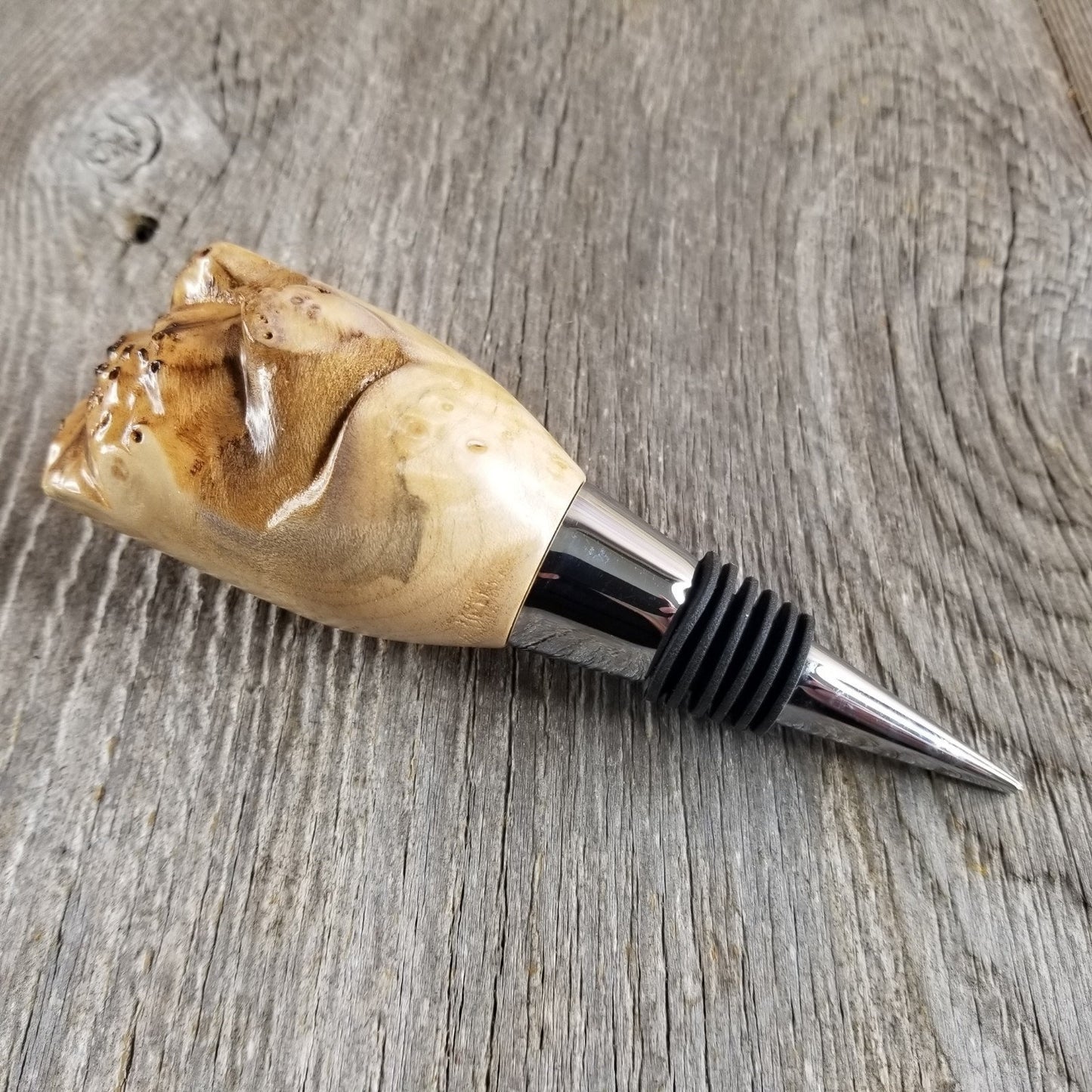 Wine Stopper Maple Live Edge - Rustic - Engagement Gift - Wedding Gift Wedding Favor Wine Gift - #306