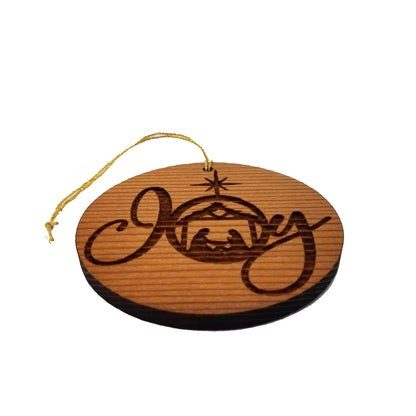 Joy Nativity Christmas Ornament - Handmade - Wood