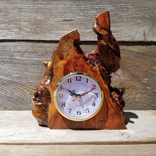 Redwood Burl Clock Table Shelf Mantle Desk Office Gifts for Men 2 Tone Sitting Wood Christmas Gift #182 Handmade