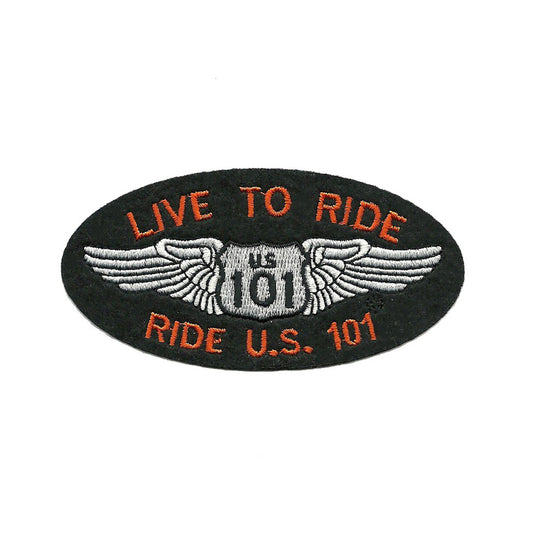 US 101 Patch - Iron On California Souvenir - Live to Ride Biker Badge Emblem