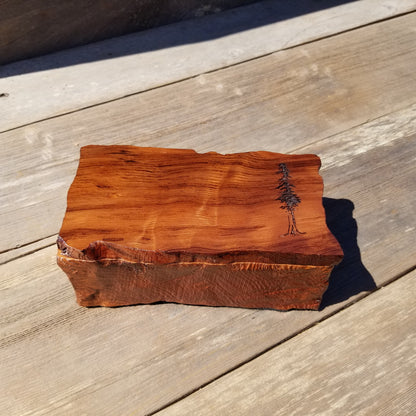 Handmade Wood Box with Redwood Tree Engraved Rustic Handmade Curly Wood #397 California Redwood Jewelry Box Storage Box