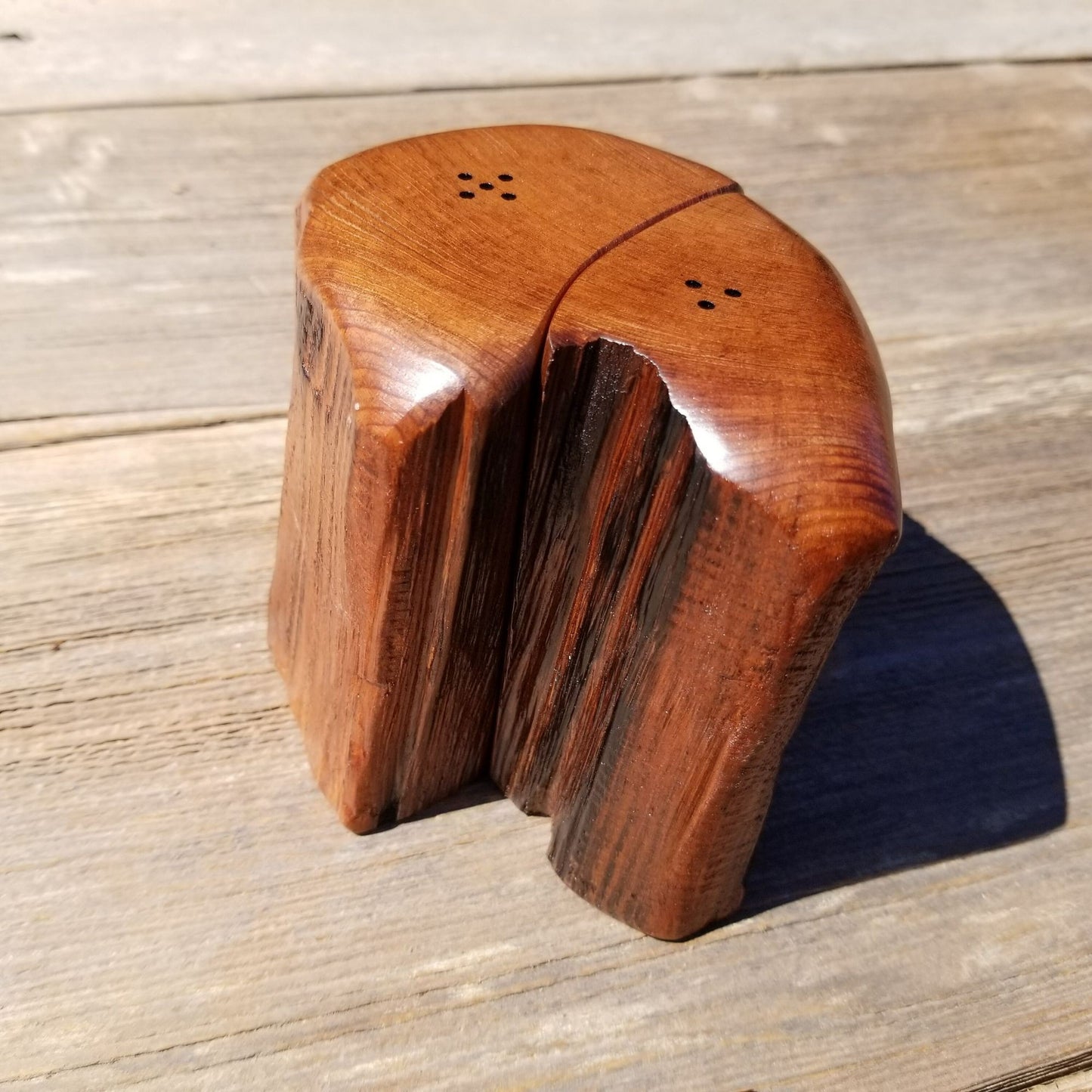 Redwood Rustic Salt and Pepper Shakers Set Handmade Anniversary Wedding #387 Housewarming Christmas California Wood