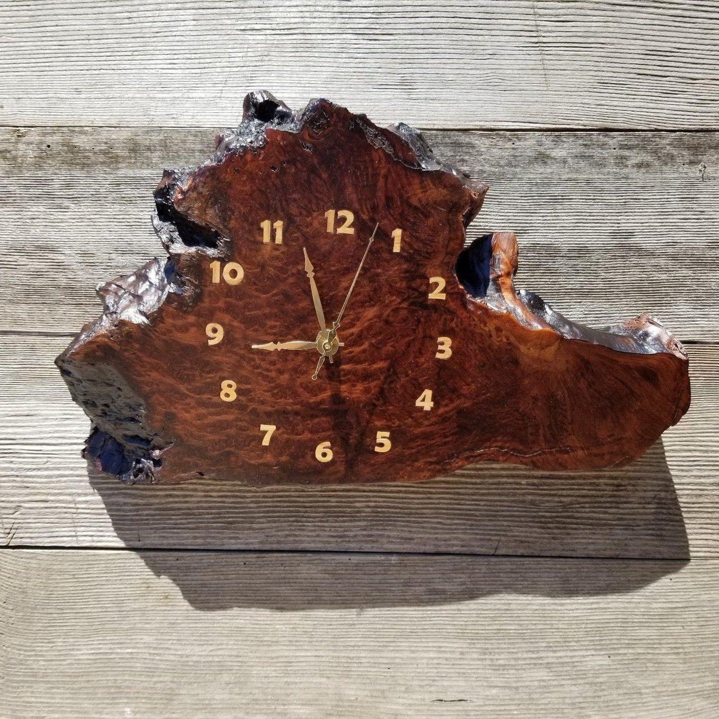 Redwood Clock Handmade Wall Hanging Rustic Wedding Gift Burl Live Edge #173 Mini