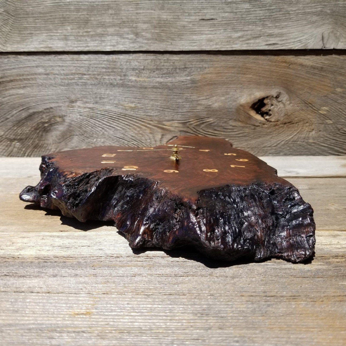 Redwood Clock Handmade Wall Hanging Rustic Wedding Gift Burl Live Edge #173 Mini