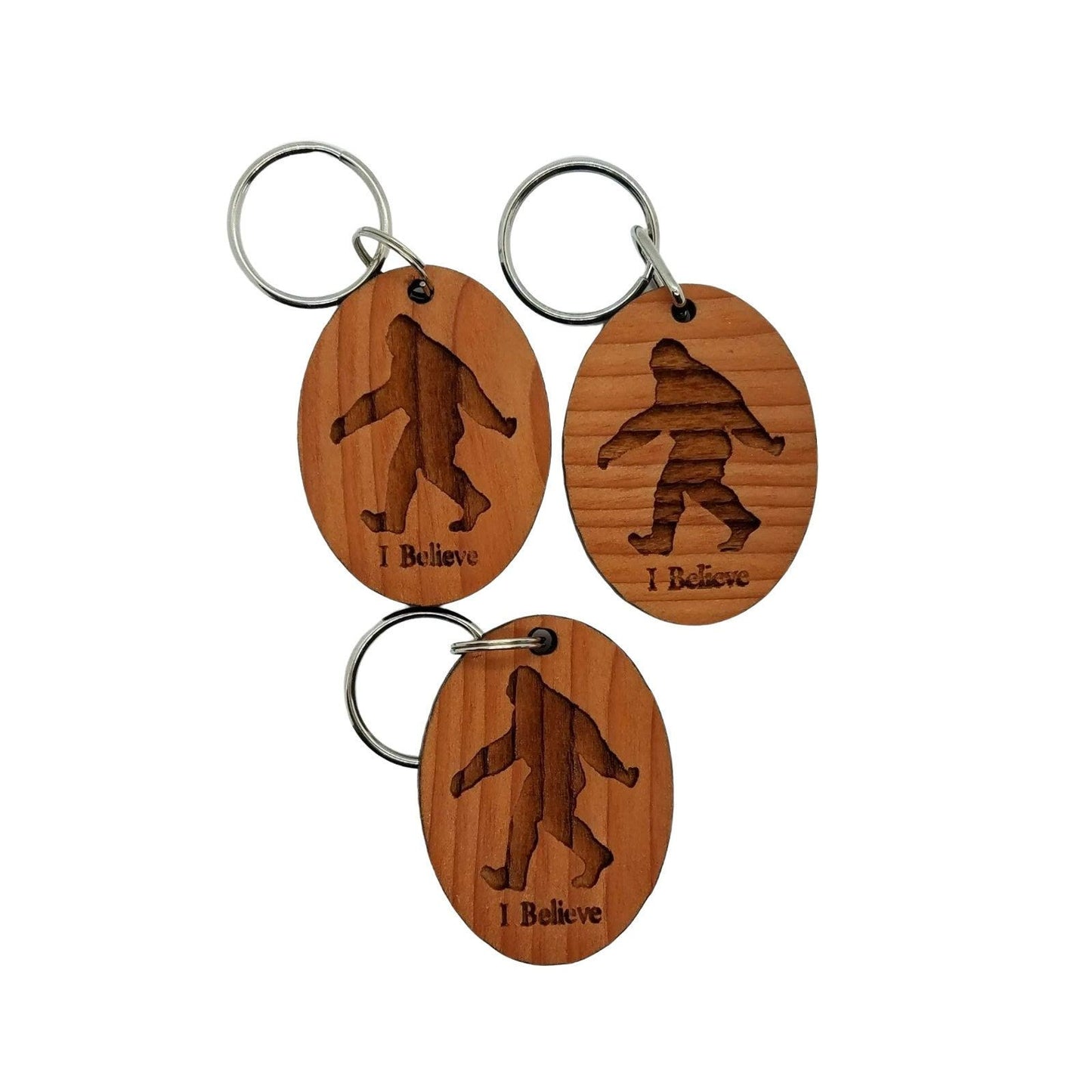 Bigfoot Wood Keychain Sasquatch Redwood Souvenir Travel Gift - Bigfoot Believer Gift Key Chain Key Tag Key Ring Key Fob