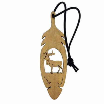 Elk Alaska Christmas Ornament Wood Laser Cut Handmade in USA Travel Gift Souvenir Memento Leaf Acorn 3.5"