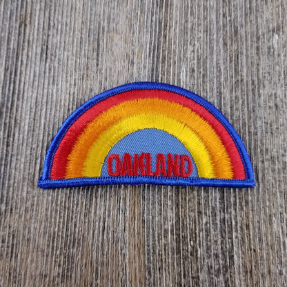 Oakland Iron On Patch - Rainbow Blue Border California