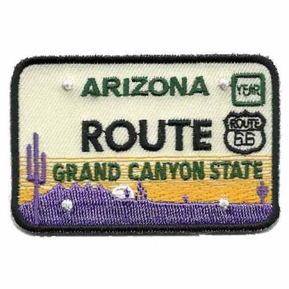 Route 66 Arizona Patch – Iron On Grand Canyon State – License Plate Travel AZ Souvenir Badge Emblem