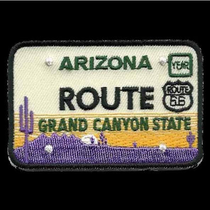 Route 66 Arizona Patch – Iron On Grand Canyon State – License Plate Travel AZ Souvenir Badge Emblem