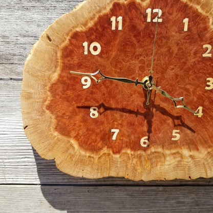 Wood Wall Clock Redwood Clock Mini Handmade Wall Hanging Rustic Wedding Gift Burl Live Edge #174 Anniversary