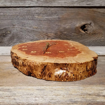 Wood Wall Clock Redwood Clock Mini Handmade Wall Hanging Rustic Wedding Gift Burl Live Edge #174 Anniversary