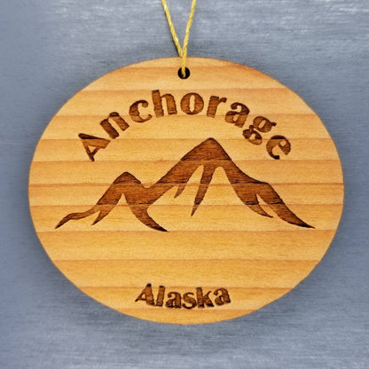 Anchorage Alaska Ornament Handmade Wood Ornament AK Souvenir