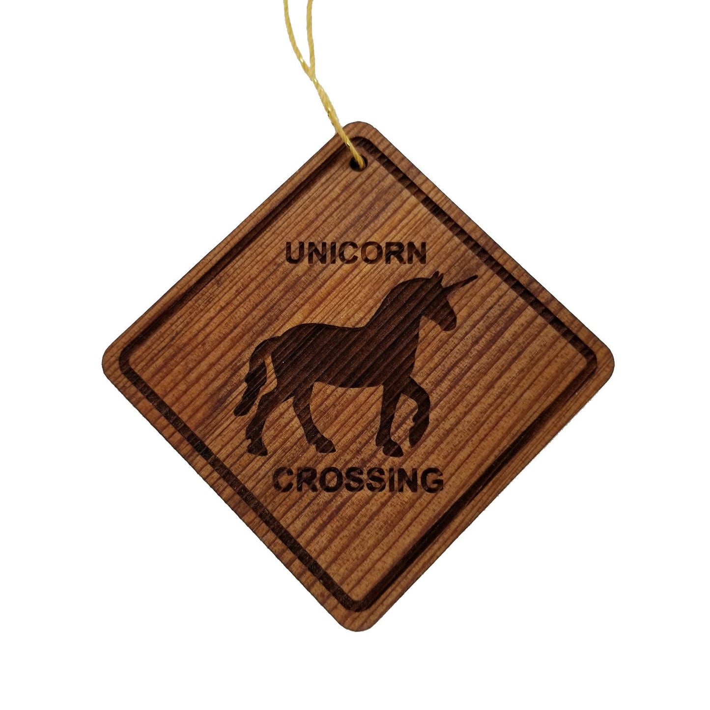 Unicorn Crossing Ornament - Unicorn Ornament - Wood Ornament Handmade in USA - Christmas Home Decoration Folklore - Unicorn Christmas