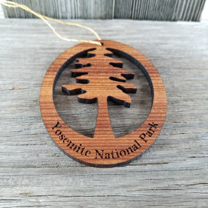 Yosemite Tree Ornament Wood - Oval Yosemite National Park Laser Cut Handmade Wood Ornament - Made in USA