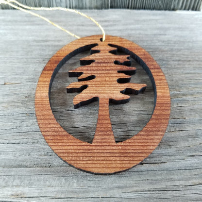 Yosemite Tree Ornament Wood - Oval Yosemite National Park Laser Cut Handmade Wood Ornament - Made in USA