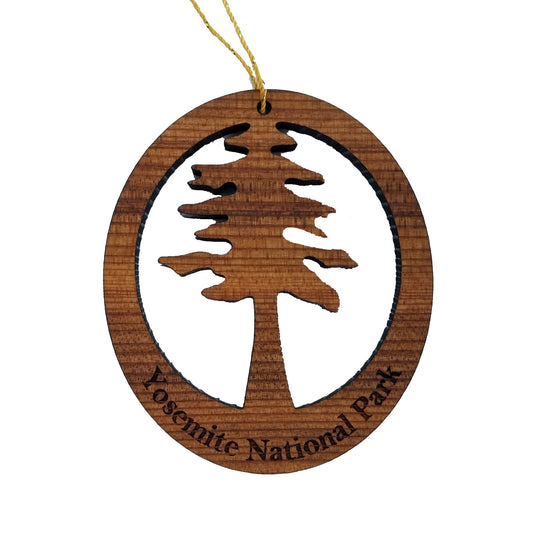 Yosemite Tree Ornament Wood - Oval Yosemite National Park Laser Cut Handmade Wood Ornament - Made in USA