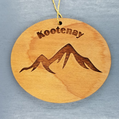 Kootenay Ornament Wood Ornament British Columbia Souvenir Mountain Resorts Skiing Skier Rocky Mountains