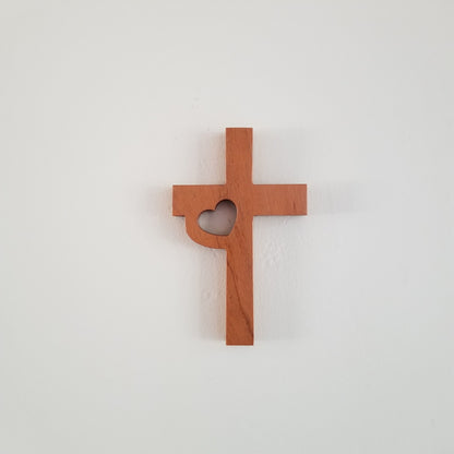 Wood Wall Cross - Wooden Cross - Wall Cross - Heart Cross 7 Inch