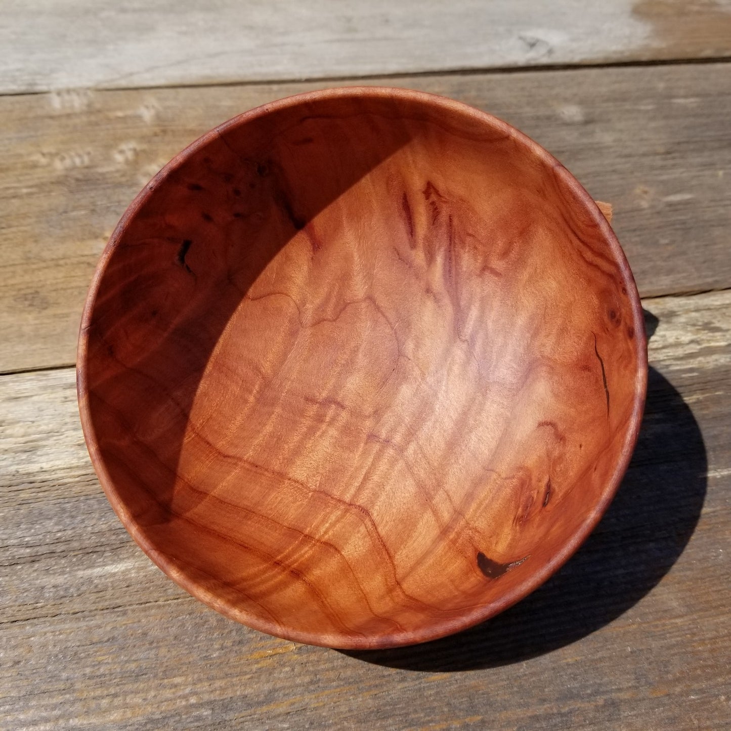 Redwood Bowl Hand Turned 5 Inch Handmade California Salad USA Made Curly #242