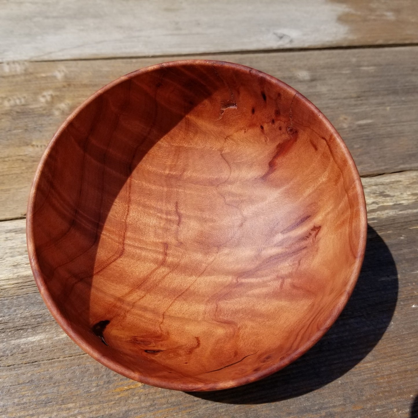 Redwood Bowl Hand Turned 5 Inch Handmade California Salad USA Made Curly #242