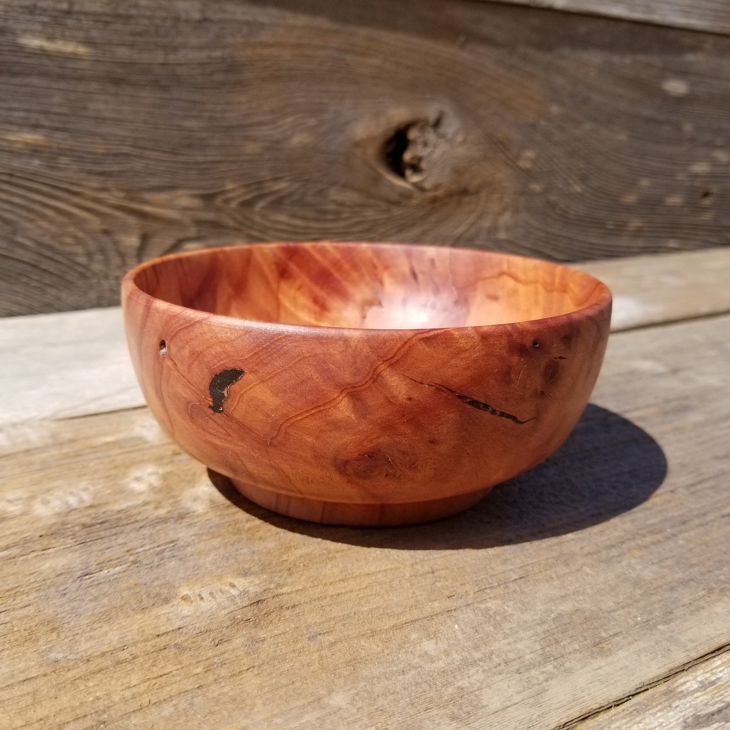 Redwood Bowl Hand Turned 5 Inch Handmade California Salad USA Made Curly #242