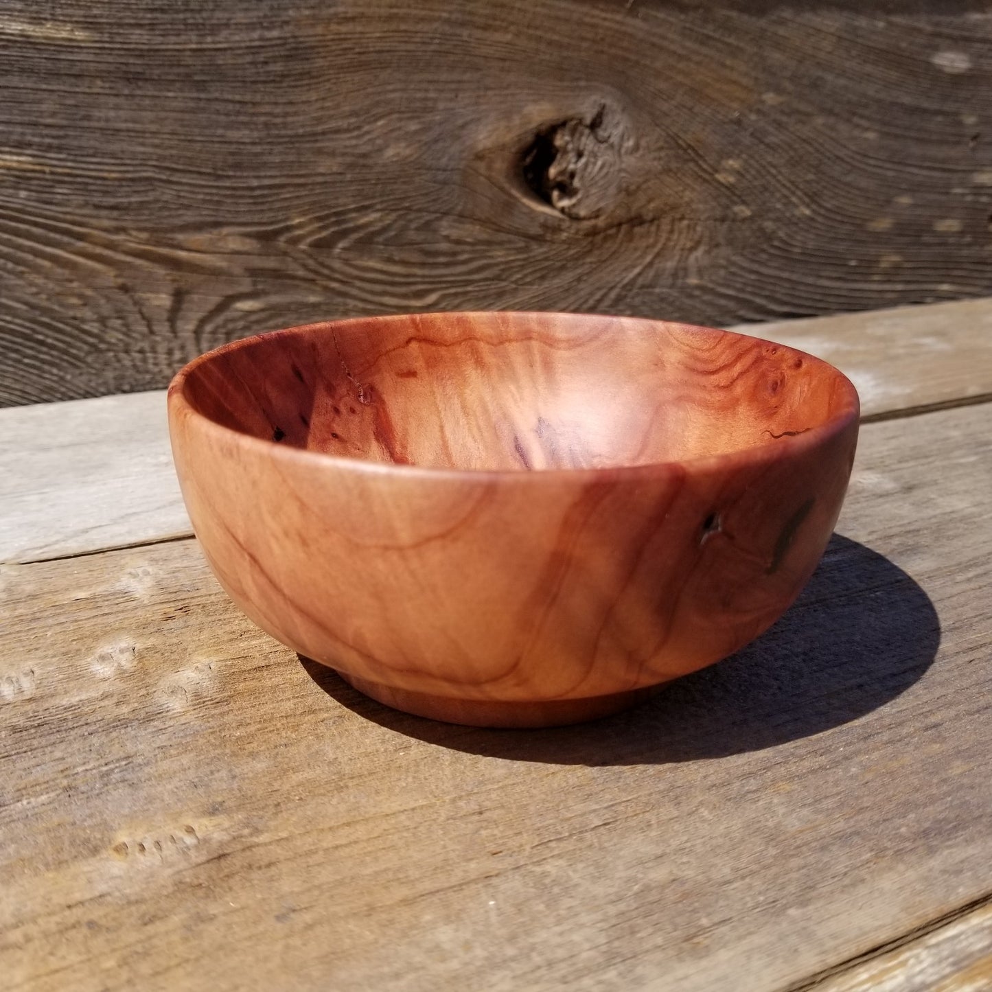 Redwood Bowl Hand Turned 5 Inch Handmade California Salad USA Made Curly #242